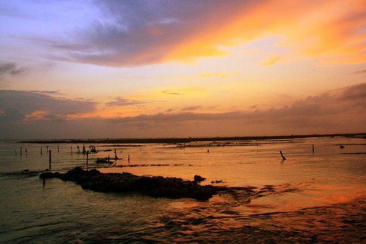 The island of Bali, Indonesia at sunset.
