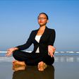 student meditating