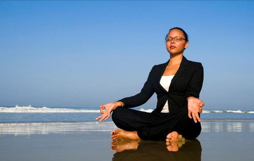 student meditating