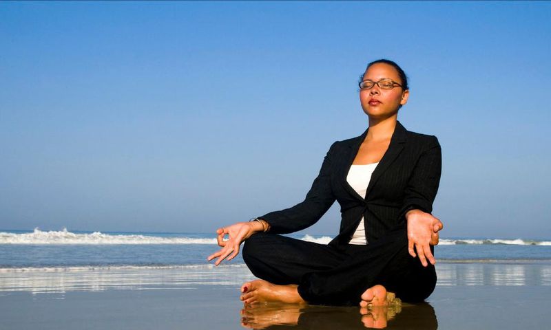 student meditating