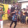 Patoranking and Stonebwoy behing cameras for "Pull Up" remix shoot at New Town, Accra