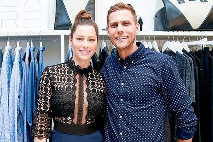 Hollywood actress, Jessica Biel with her brother, Justin Biel, at the event, showing off her post baby bod