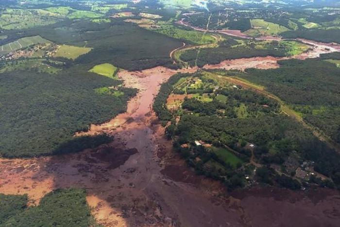 A photo released by the Minas Gerais Fire Department showing an aerial view after the collapse of a dam, which belonged to Brazil's giant mining company Vale, near the town of Brumadinho in southeastern Brazil, on January 25, 2019.