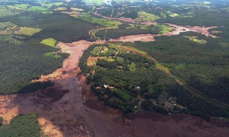 A photo released by the Minas Gerais Fire Department showing an aerial view after the collapse of a dam, which belonged to Brazil's giant mining company Vale, near the town of Brumadinho in southeastern Brazil, on January 25, 2019.