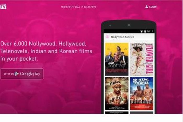The iROKOtv website showing the download button for the app and nothing else.