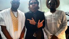 D'banj and Ie Prince on set of 'Salute' video shoot.