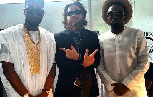 D'banj and Ie Prince on set of 'Salute' video shoot.