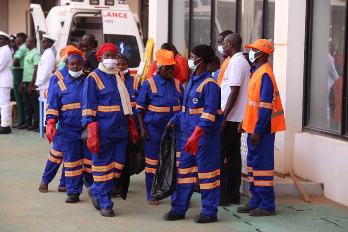 Zoomlion workers who cleaned the Tamale stadium before, during and after the Independence Day celebrations