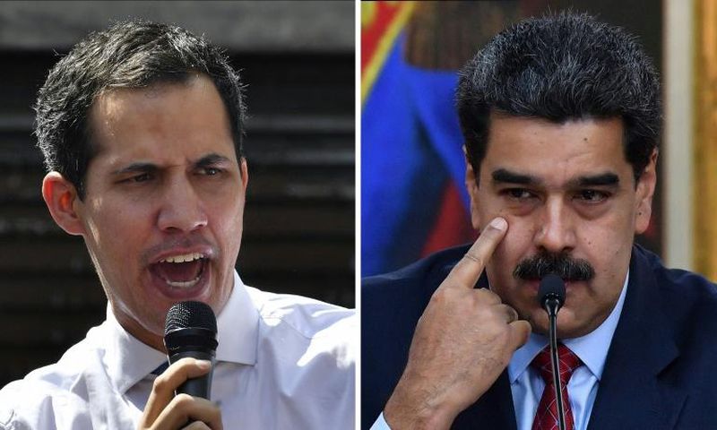 Venezuela's official president remains Nicolas Maduro (r), though National Assembly chief Juan Guaido (l) has also proclaimed himself in charge