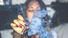 Woman smoking weed