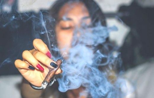 Woman smoking weed
