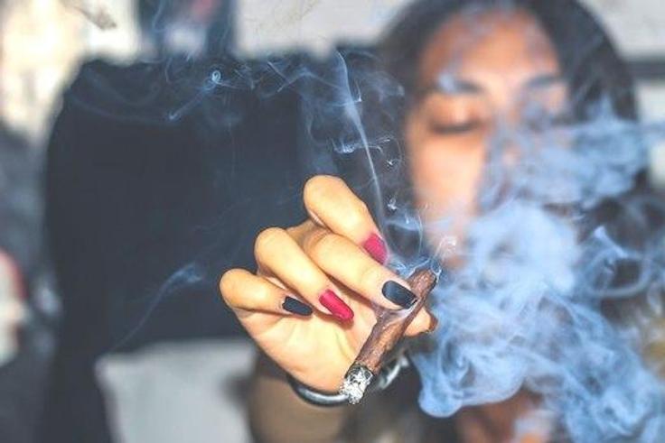 Woman smoking weed