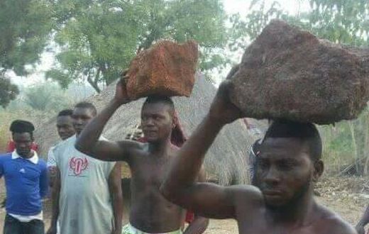 Instant justice: Thieves paraded with rocks on their heads as residents whip them