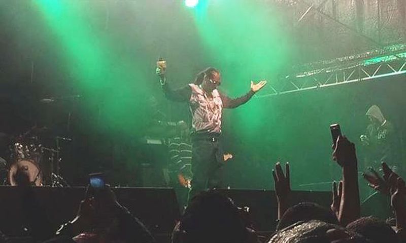 Snoop Dogg performing to a large crowd in Sweden