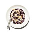Overnight oatmeal with blueberry sauce