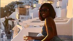 Salma Mumin in Santorini for vacation