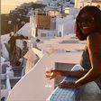 Salma Mumin in Santorini for vacation