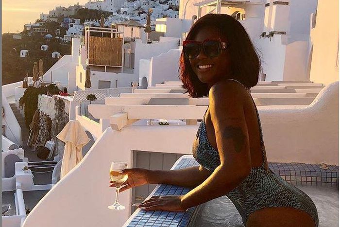 Salma Mumin in Santorini for vacation