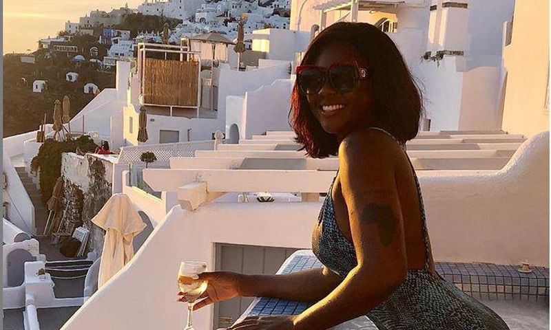 Salma Mumin in Santorini for vacation
