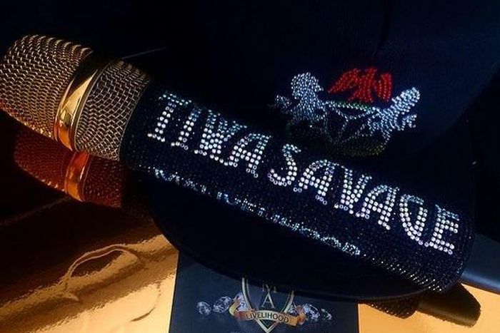 Tiwa Savage's gold microphone