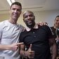 Boxing champion Floyd Mayweather Jr poses with Cristiano Ronaldo
