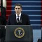 Poet Richard Blanco speaks at the U.S. Capitol in Washington during the inauguration for President Barack Obama, left, and Vice President Joe Biden right.
