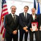 (L-R): Guy Michelier, Consul Honoraire de France-Sacramento; Emmanuel Lebrun-Damiens, French Consul General in San Francisco; Americans Spencer Stone, Anthony Sadler and Alex Skarlatos pose for a photo following an honorary French naturalization ceremo...