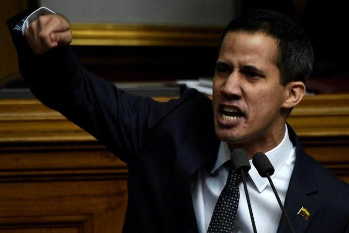 The new president of Venezuela's National Assembly Juan Guaido declares Nicolas Maduro's presidency illegitimate in opening a new session of the opposition-controlled legislature