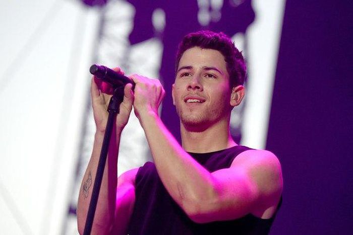 Nick Jonas performing in Los Angeles