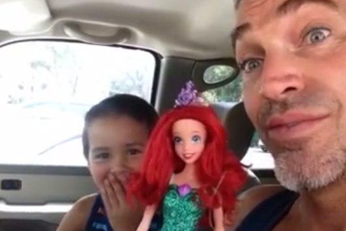 Father makes video supporting his 4-yr-old son's choice of a barbie doll as a birthday gift