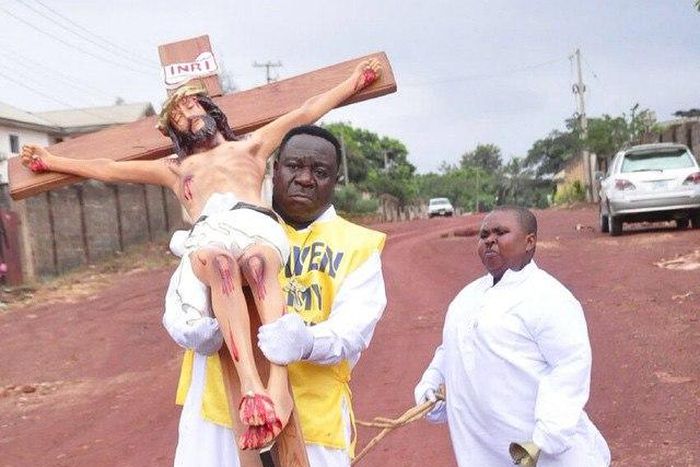 John Okafor on set of upcoming movie