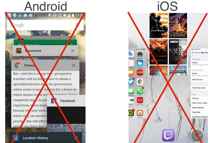 Closing and re-opening apps continually can damage your battery life.