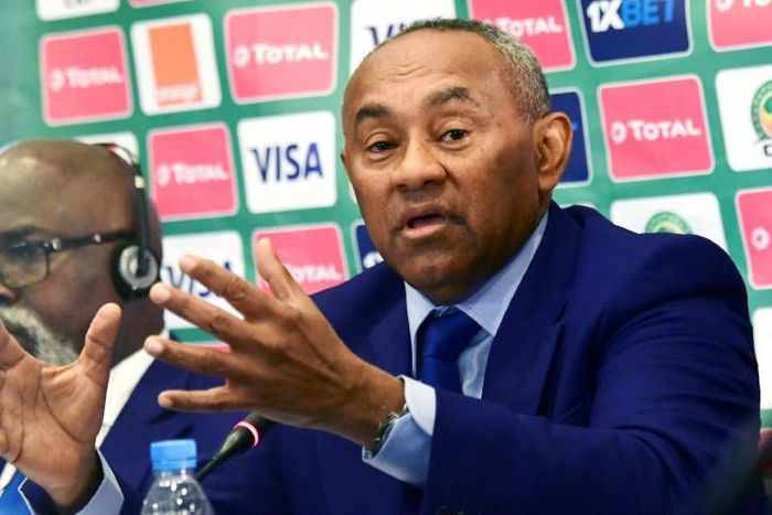The president of the Confederation of African Football (CAF) Ahmad Ahmad announces Egypt as host of the 2019 Africa Cup of Nations (CAN) between June 15 and July 13, during a press conference in an Hotel in Dakar on January 8, 2019.The CAF executive co...