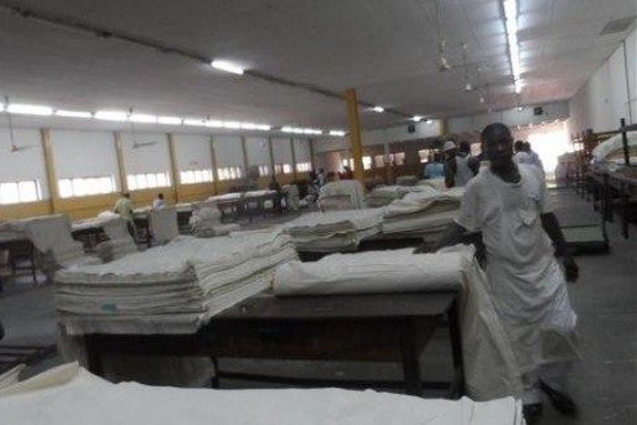 Some workers at the Juapong textiles factory