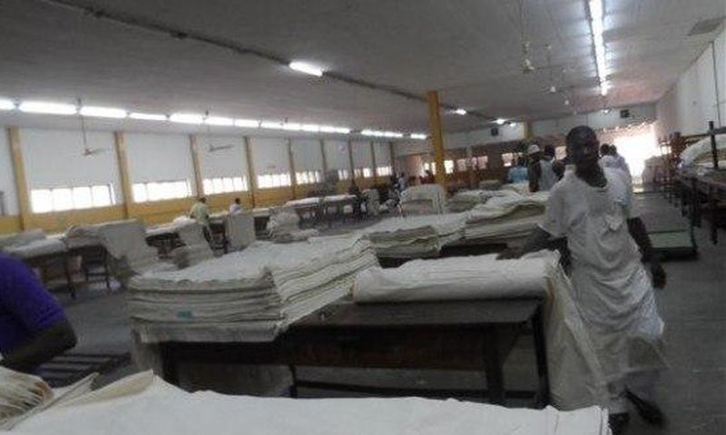 Some workers at the Juapong textiles factory