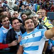 Rugby Union - Argentina v Georgia - IRB Rugby World Cup 2015 Pool C - Kingsholm, Gloucester, England - 25/9/15
Argentina's Agustin Creevy celebrates with fans at the end of the match
Action Images via Reuters / Paul Childs
Livepic
