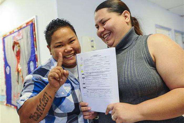 Loretta M. Pangelinan, left, and her partner Kathleen M. Aguero