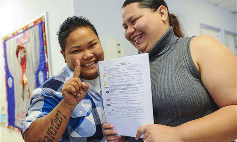 Loretta M. Pangelinan, left, and her partner Kathleen M. Aguero