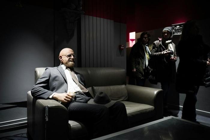 A mannequin sits on a couch inside the Theatre du Chatelet, where "Dau" -- one of the strangest and most mind-boggling artistic projects ever undertaken -- will begin unfurling on Thursday