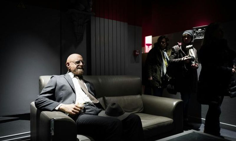 A mannequin sits on a couch inside the Theatre du Chatelet, where "Dau" -- one of the strangest and most mind-boggling artistic projects ever undertaken -- will begin unfurling on Thursday