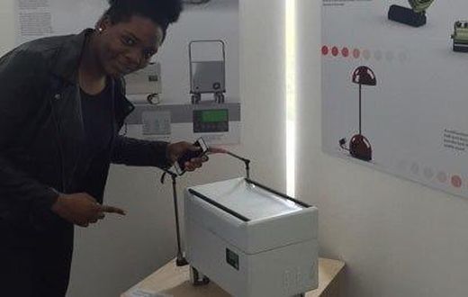 Jaiyeola Oduyoye proudly displaying her invention