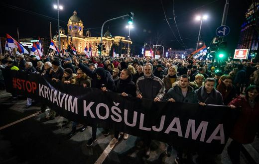Protesters at one rally held a banner reading 'Stop to bloody shirts', a reference to an attack last November on an opposition politician that set off this round of protests