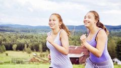 Healthy teens working out