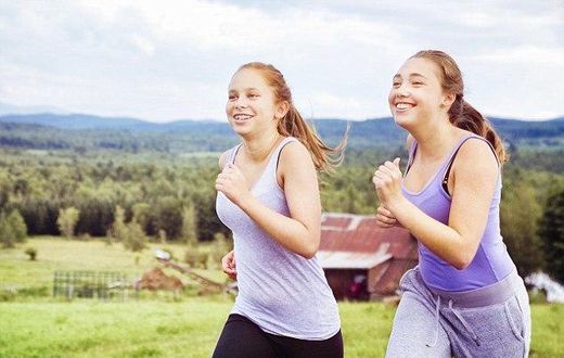 Healthy teens working out