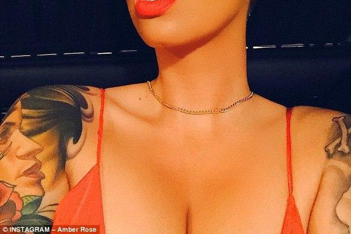 Amber Rose is sexy and hot in red dress