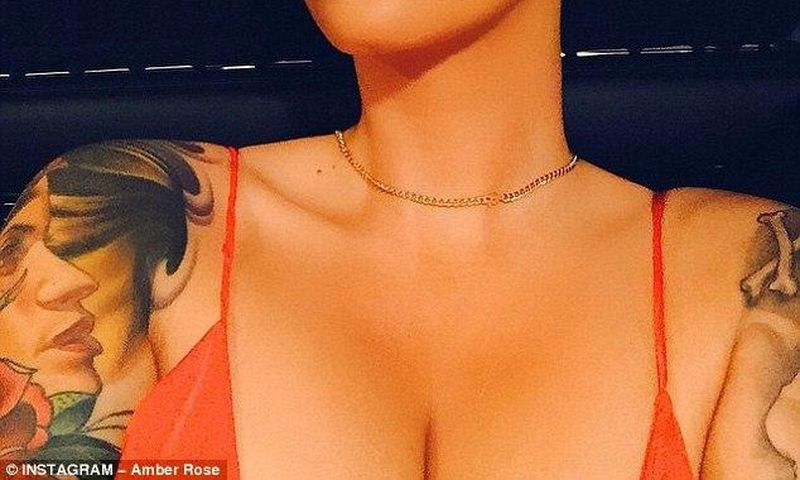 Amber Rose is sexy and hot in red dress
