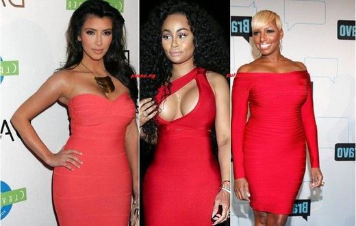 Kim Kardashian, Blac Chyna, Nene Leakes in Herve Leger bandage dresses