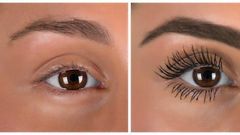 With and without the use of fibre mascara