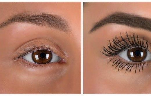 With and without the use of fibre mascara