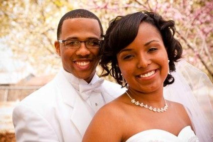 Newlyweds smiling